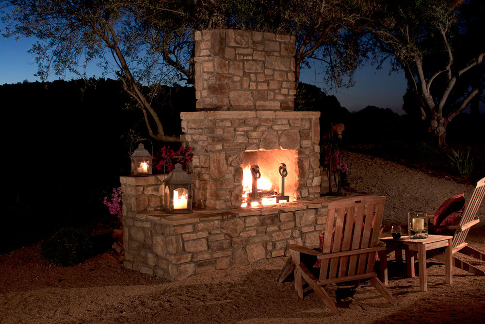 Outdoor fireplaces add ambiance 