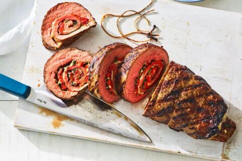 PEPPER-STUFFED GRILLED FLANK STEAK