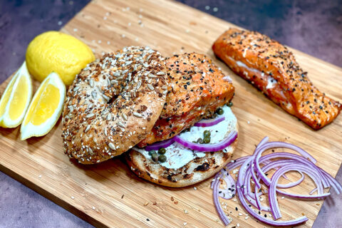 TWICE-SMOKED SALMON BAGEL